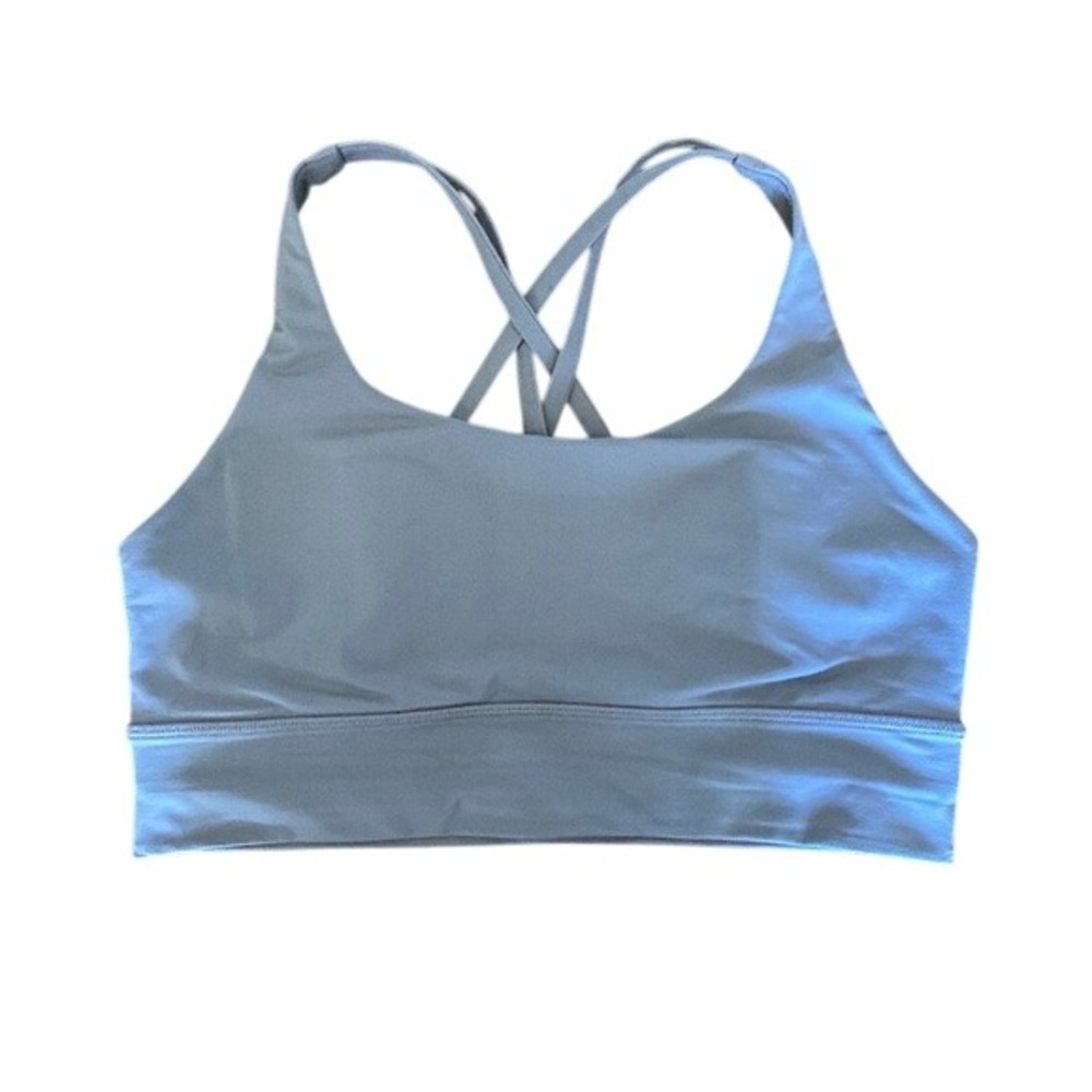 Lululemon Energy Bra Light Blue Strappy Back Medium Support Yoga Gym Size 8